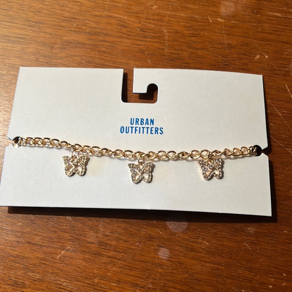 Urban outfitters gold butterfly necklace